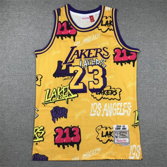 NBA 23 James Lakers Graffiti Maillot jaune